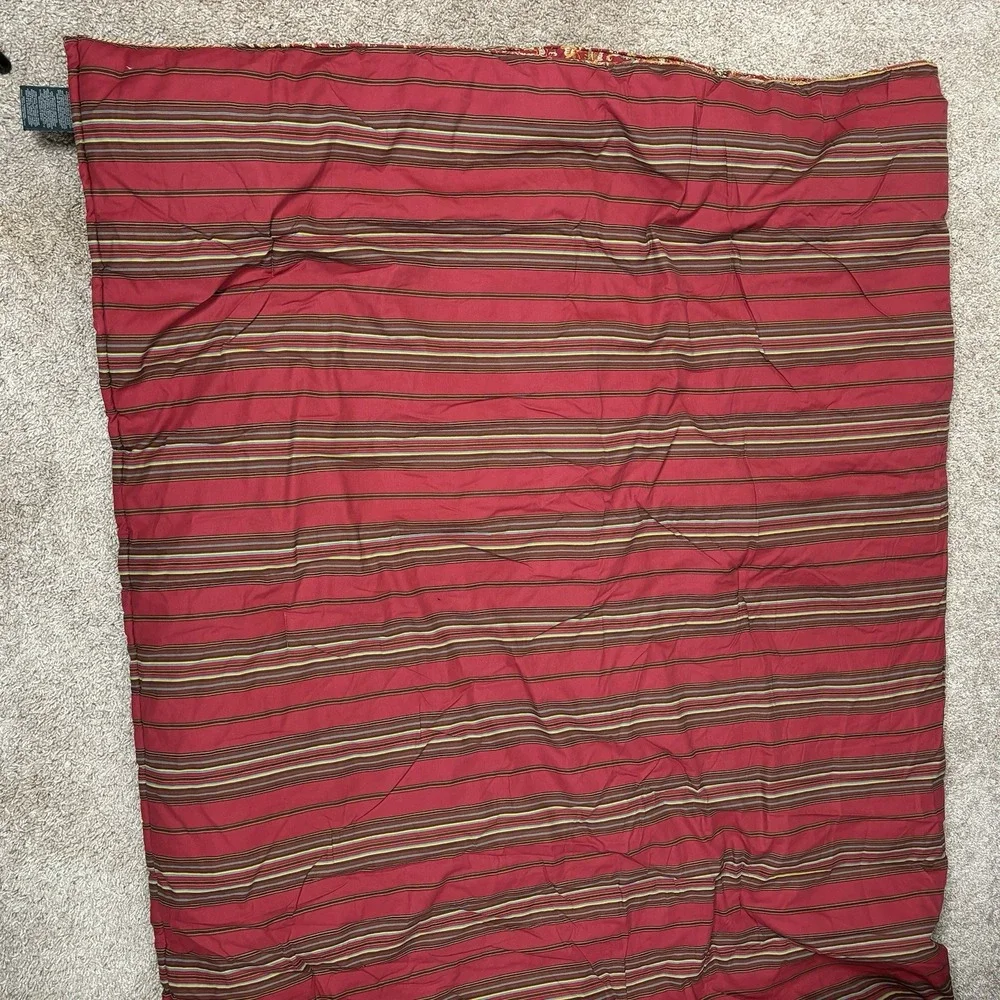 Vtg Lauren Ralph Lauren Comforter Full Queen Red Paisley Reverse Stripe